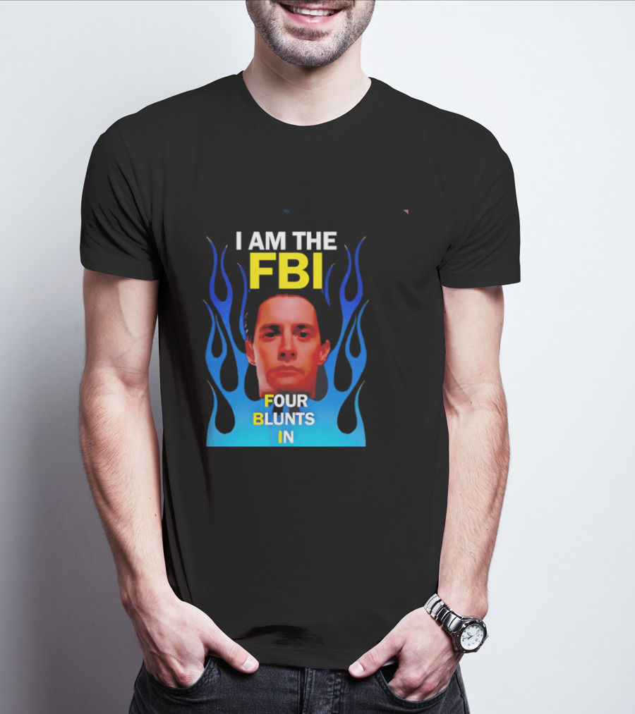 I Am The FBI Four Blunts In Special Agent Dale Cooper Blue Flame T-Shirt