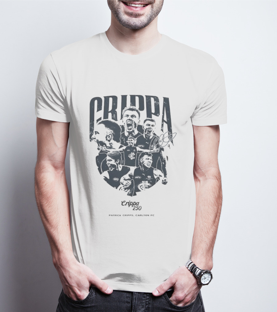 Crippa 250 Patrick Cripps Carlton FC Celebratory Milestone T-Shirt