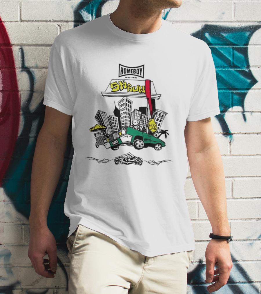 Homeboy Skrun Teddy Bear Driving City 5k Run Streetwear Adventure T-Shirt
