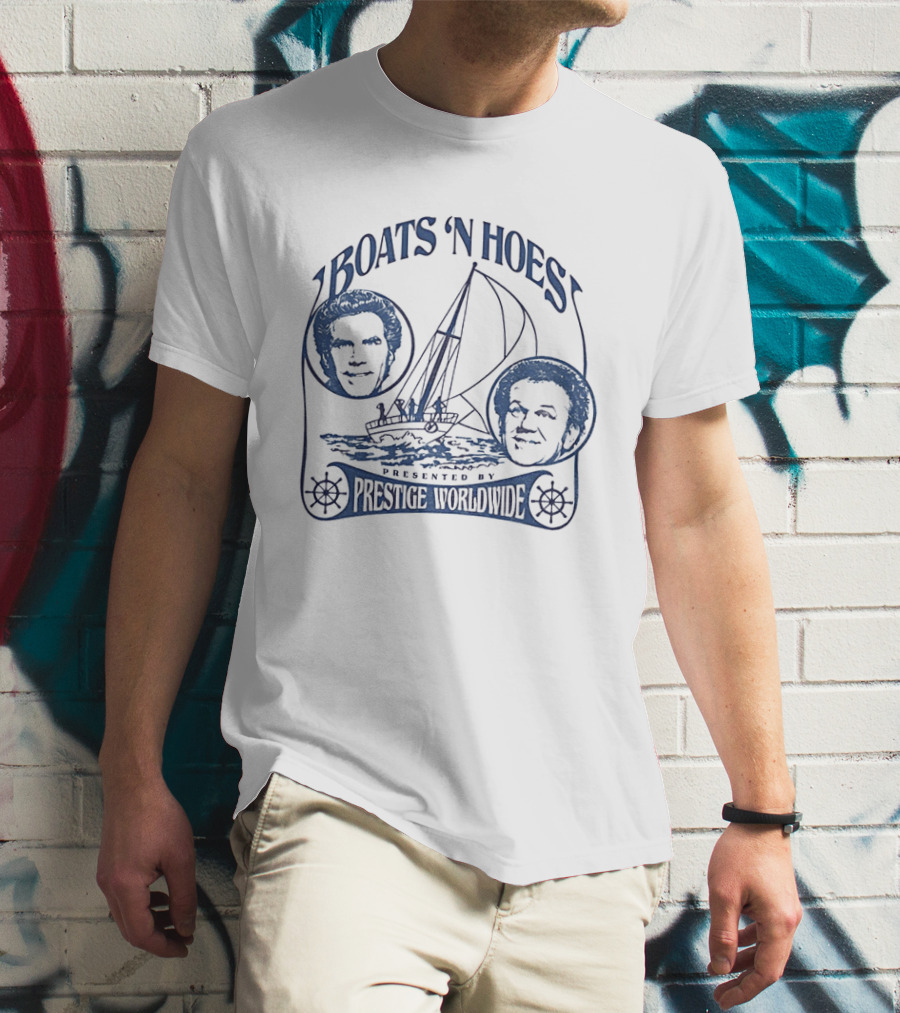 Boats 'N Hoes Presented By Prestige Worldwide Step Brothers Faces Sailboat T-Shirt