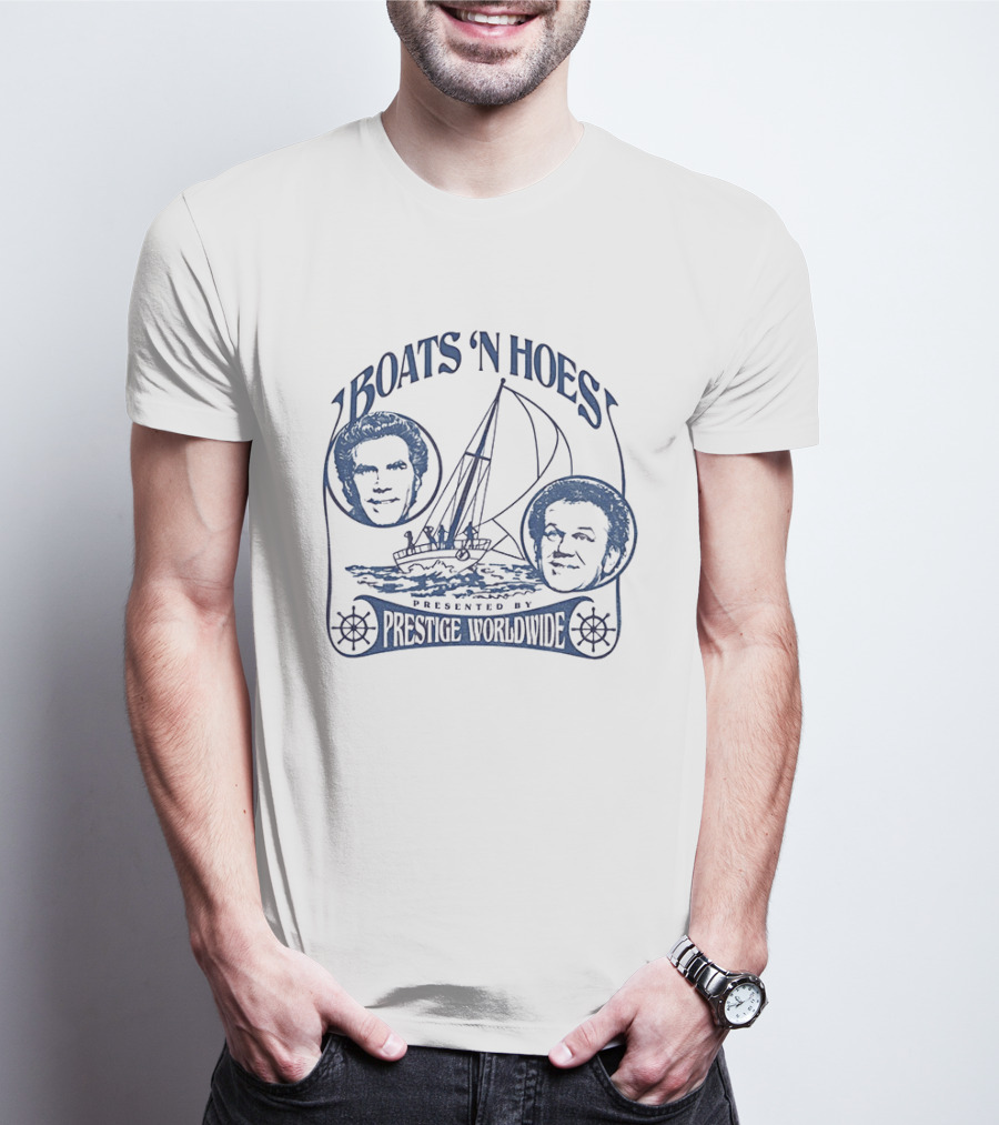 Boats 'N Hoes Presented By Prestige Worldwide Step Brothers Faces Sailboat T-Shirt