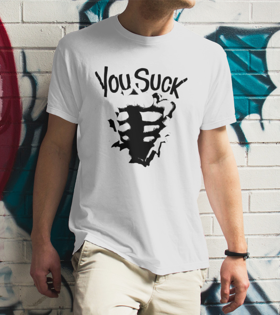 You Suck Horror Skeleton Ribcage T-Shirt