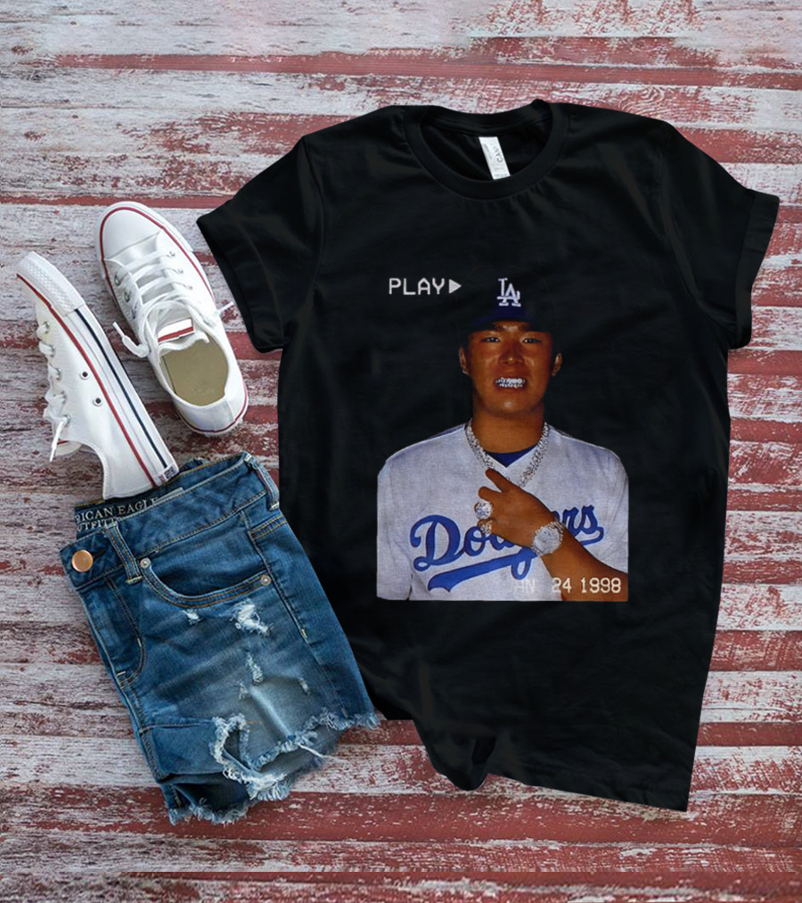90s Yoshinobu Yamamoto Bootleg Rap Dodgers LA Jan 24 1998 T-Shirt