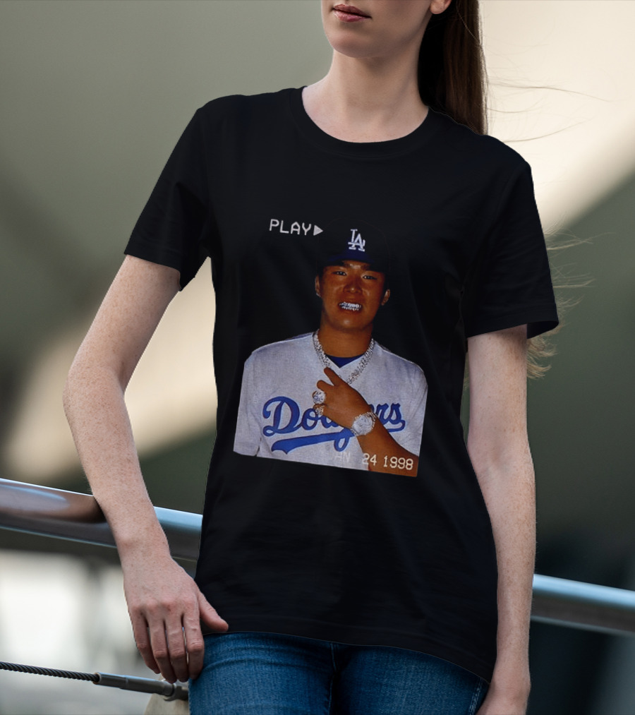 90s Yoshinobu Yamamoto Bootleg Rap Dodgers LA Jan 24 1998 T-Shirt