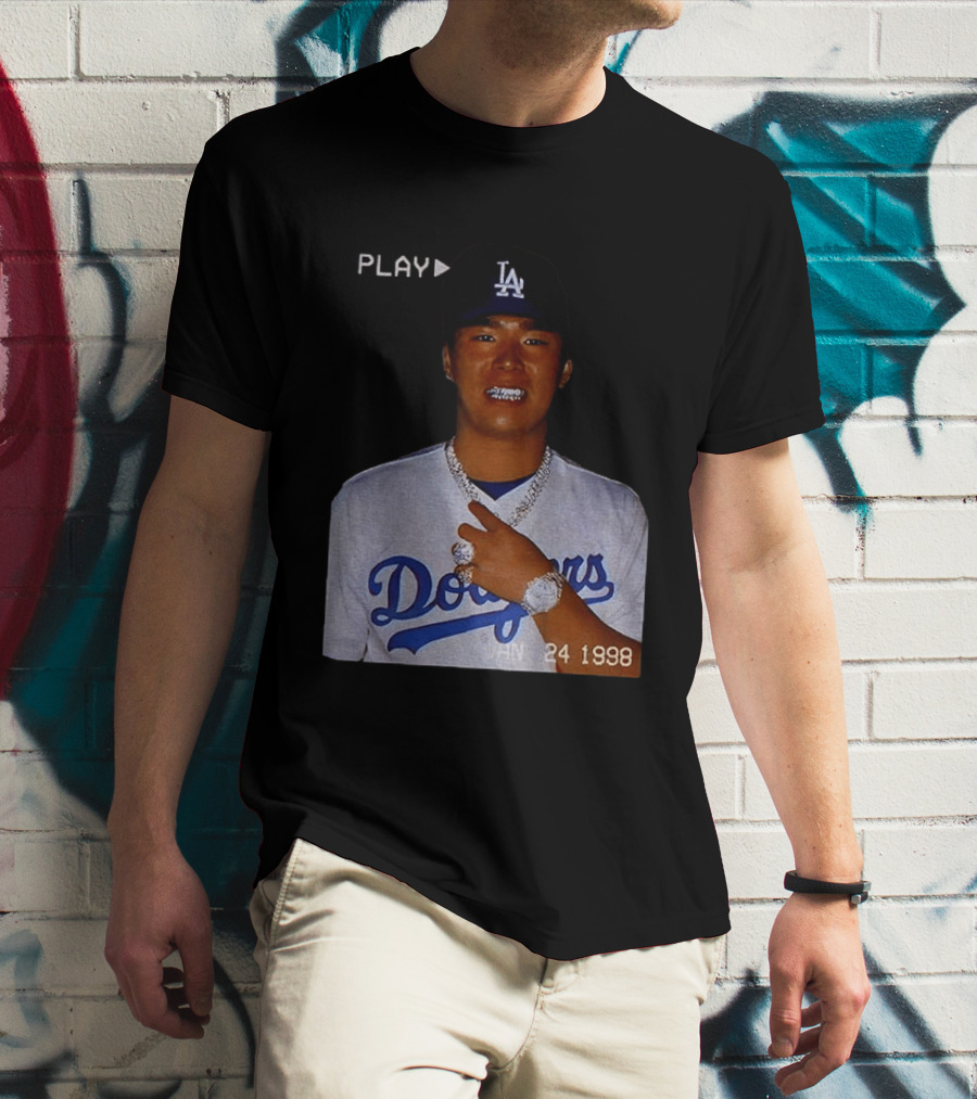 90s Yoshinobu Yamamoto Bootleg Rap Dodgers LA Jan 24 1998 T-Shirt