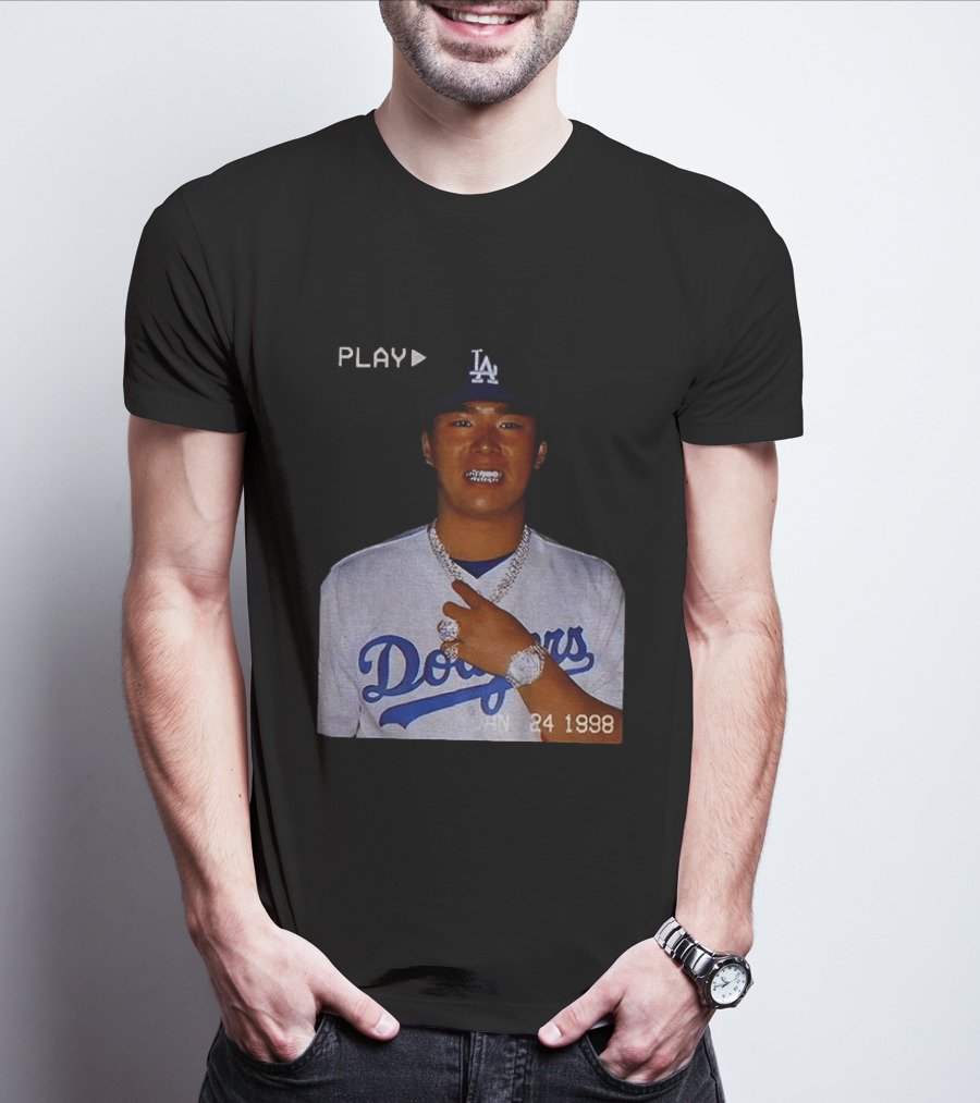 90s Yoshinobu Yamamoto Bootleg Rap Dodgers LA Jan 24 1998 T-Shirt