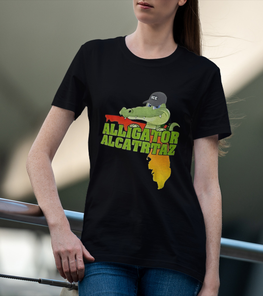 Alligator Alcatraz ICC Ice Cap Florida Map T-Shirt