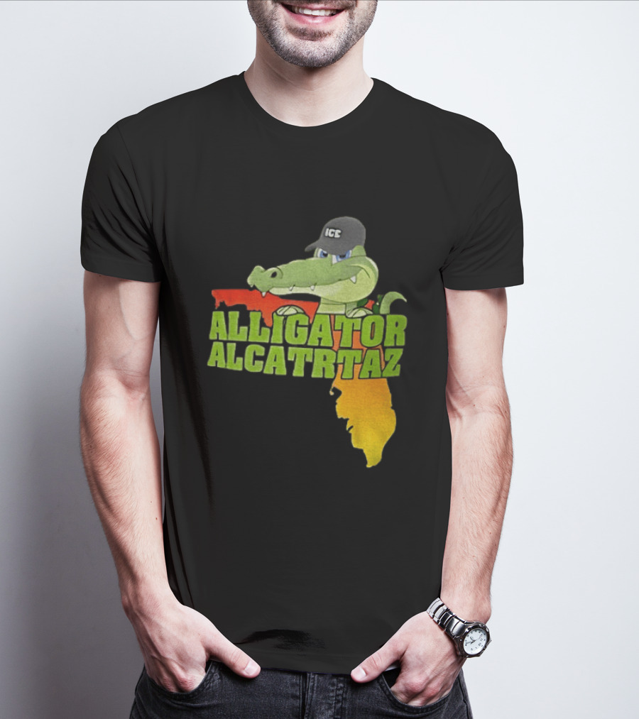Alligator Alcatraz ICC Ice Cap Florida Map T-Shirt
