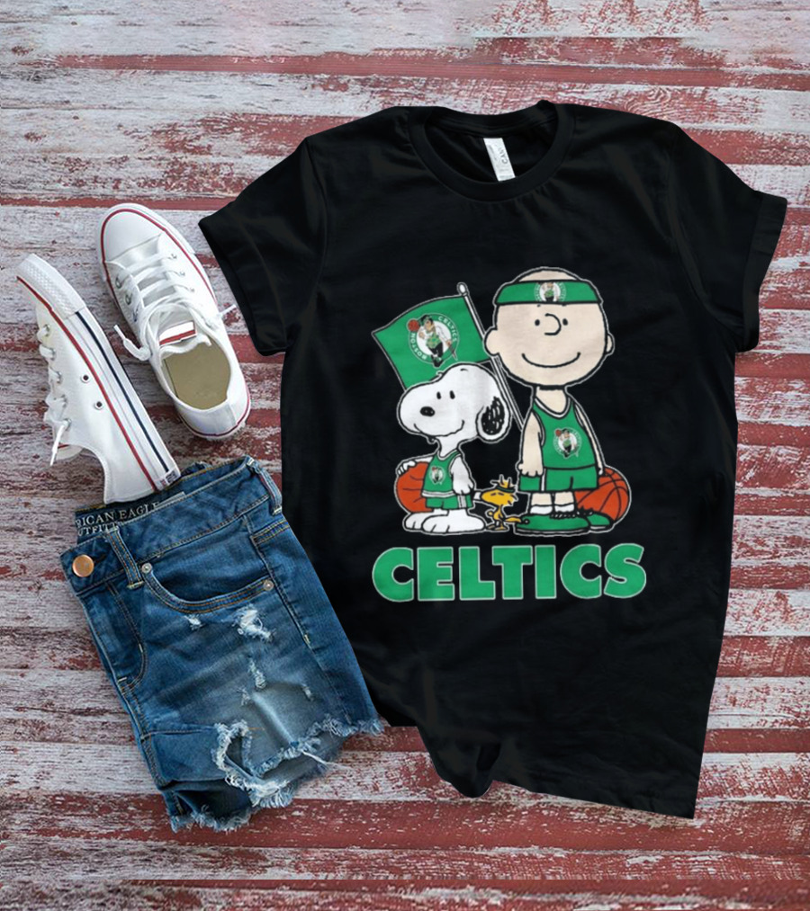Boston Celtics Snoopy Charlie Brown Peanuts Friends Basketball 2024 T-Shirt