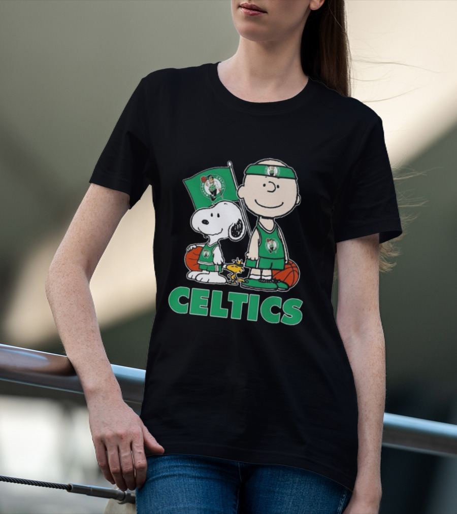 Boston Celtics Snoopy Charlie Brown Peanuts Friends Basketball 2024 T-Shirt