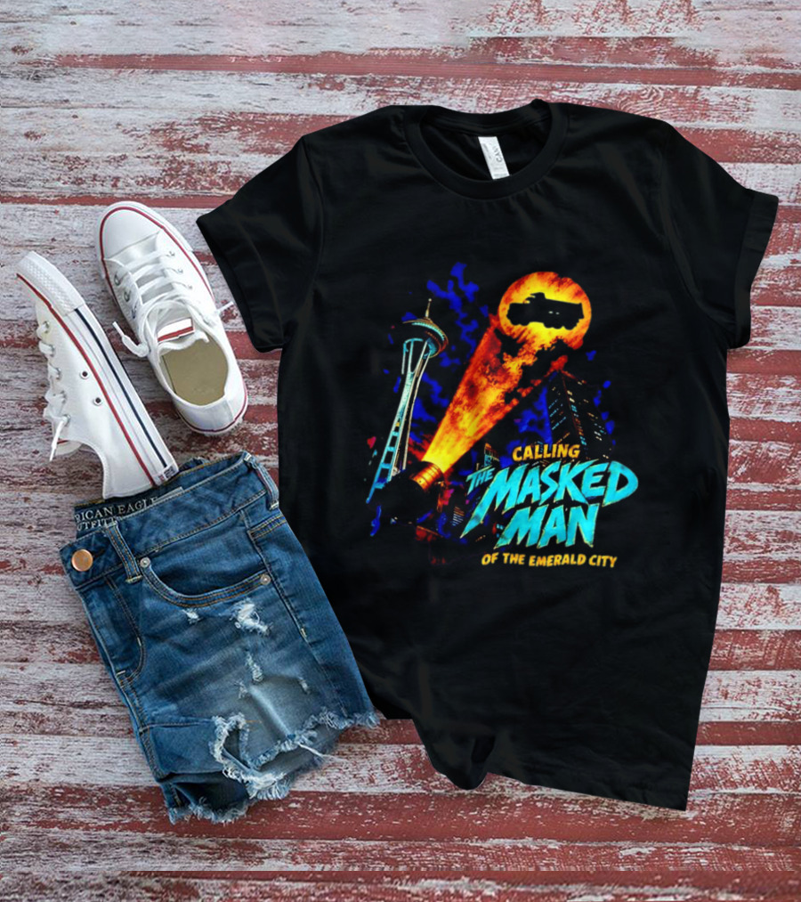 Calling The Masked Man Emerald City Space Needle T-Shirt