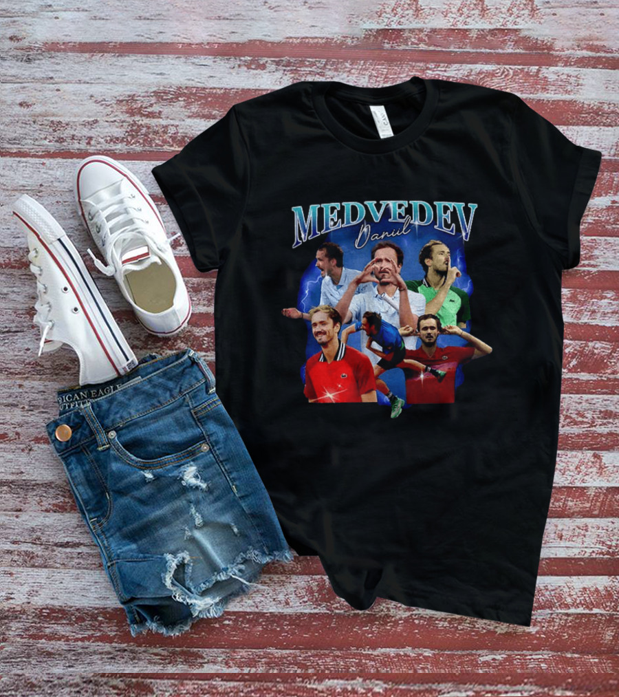 Medvedev Daniil Tennis Champion Dynamic Action Montage T-Shirt