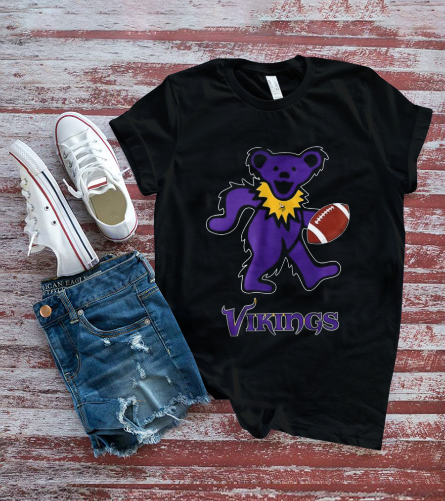 Minnesota Vikings Bear Grateful Dead Night Football 2024 T-Shirt