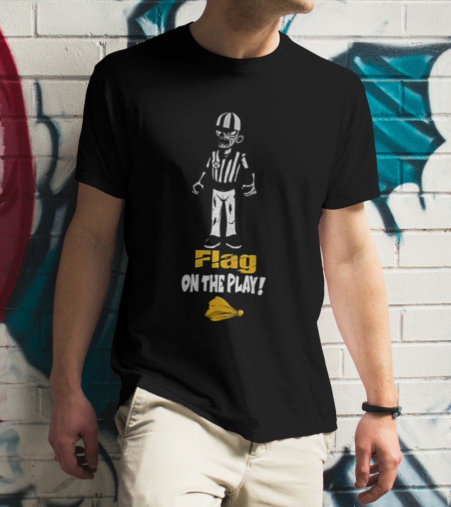 Zombie Referee Flag On The Play Halloween Humor T-Shirt