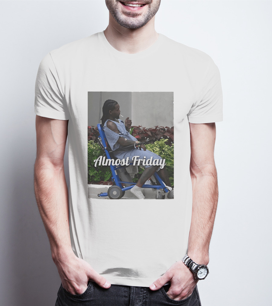 Almost Friday Offset Cigarette Wheelchair Vibes T-Shirt