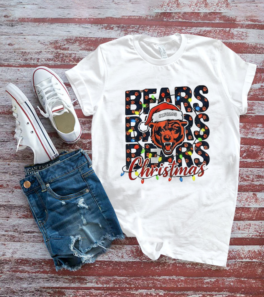 Bears Christmas Bear Santa Claus Chicago Bears Football T-Shirt
