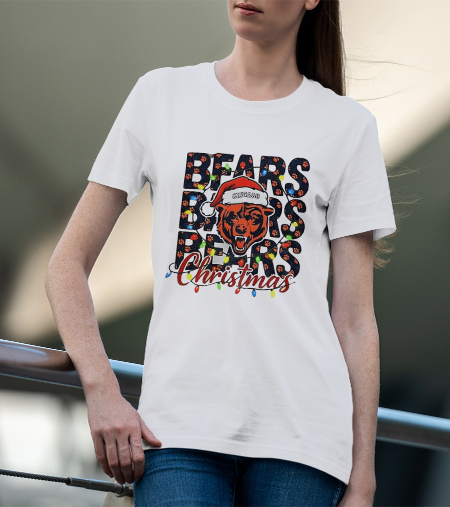 Bears Christmas Bear Santa Claus Chicago Bears Football T-Shirt