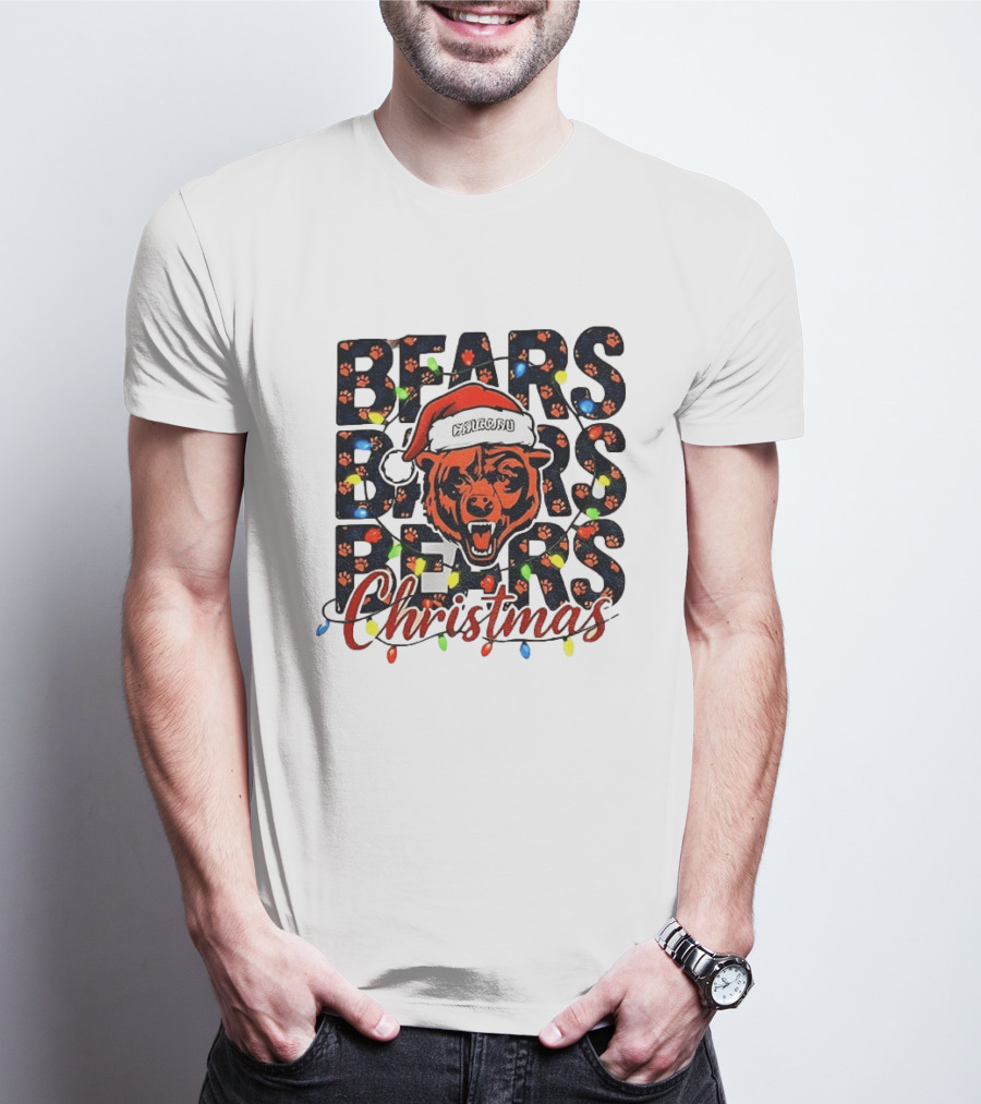 Bears Christmas Bear Santa Claus Chicago Bears Football T-Shirt
