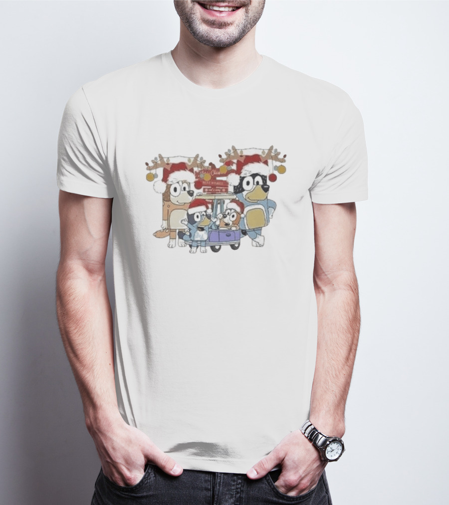 Bluey Family Christmas Santa Hats Merry Xmas 2024 T-Shirt