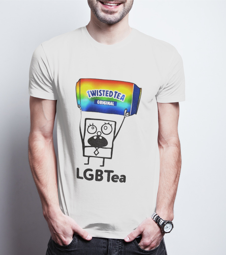 Doodlebob Holding Rainbow Twisted Tea Original LGBTea Pride LGBTQ+ T-Shirt