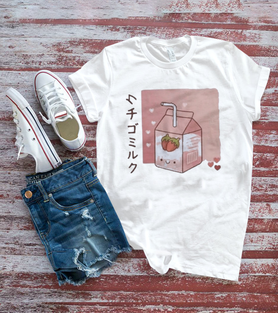 Strawberry Milk Kawaii Cartoon Fight Or Flight Lucas Reyes T-Shirt