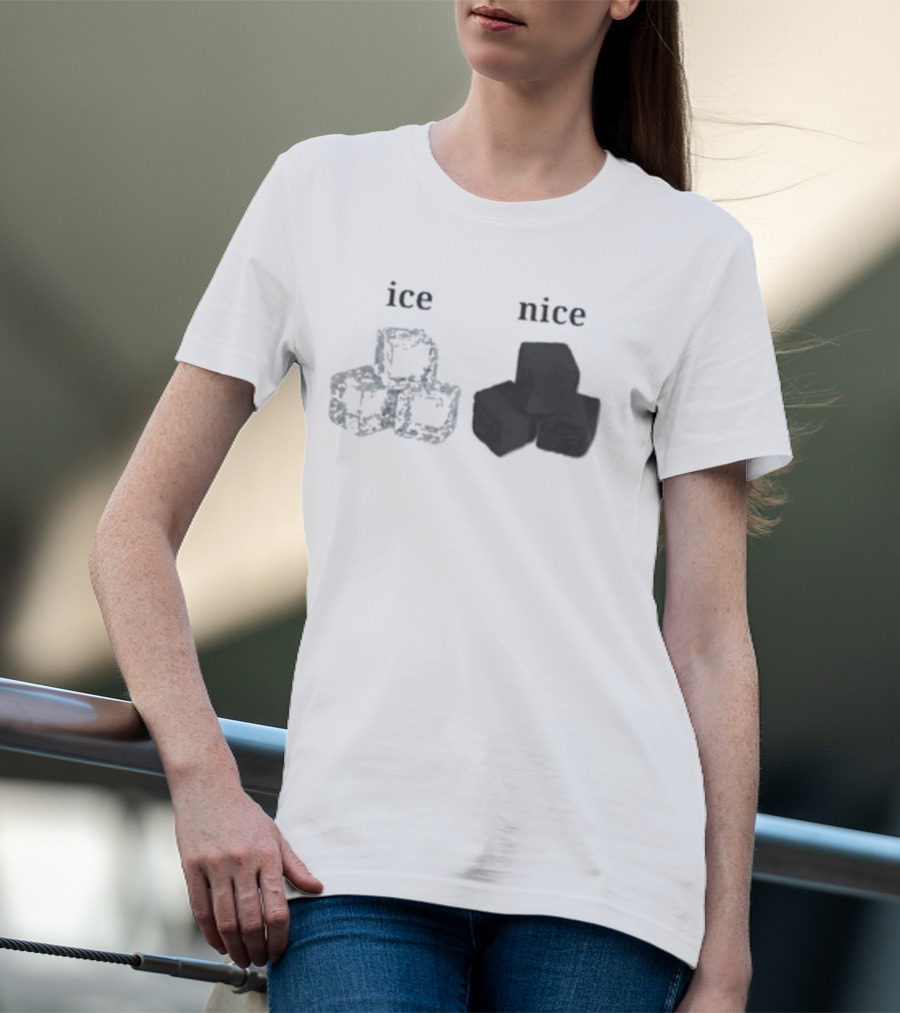 Ice Vs Nice Cubes Playful Word T-Shirt