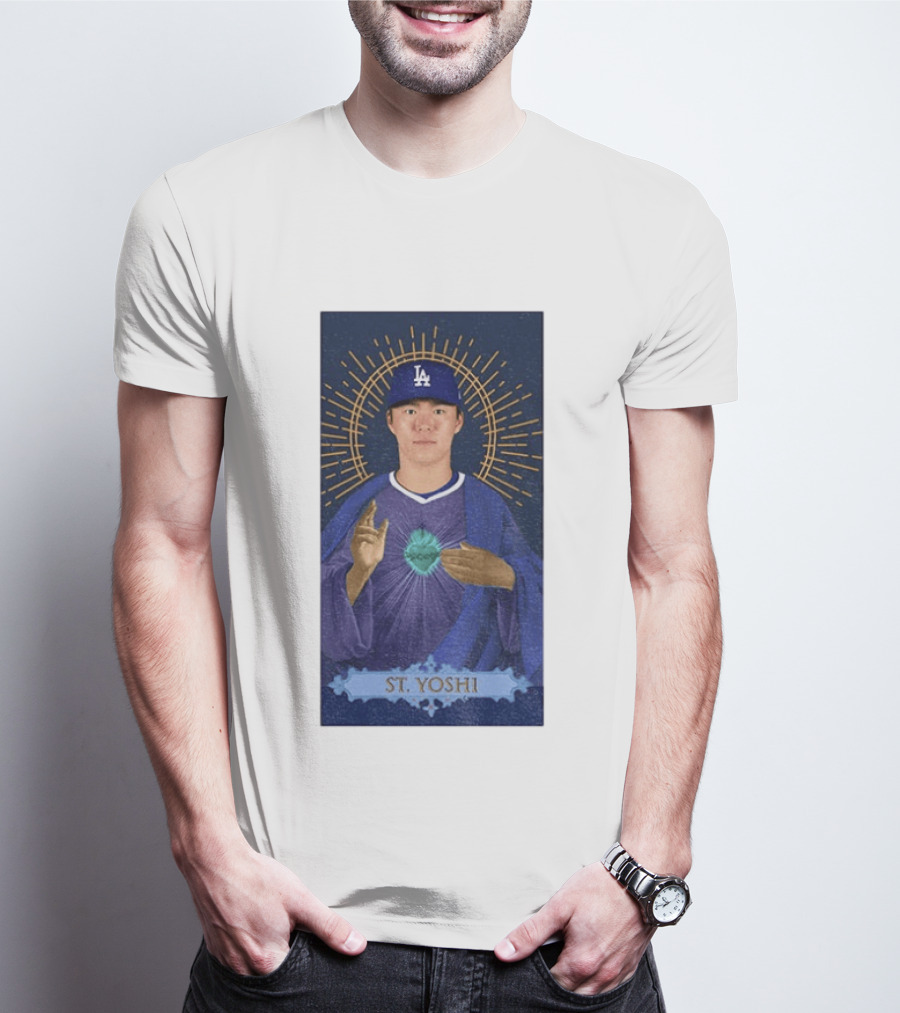 Yoshinobu Yamamoto Dodgers St. Yoshi Halo Icon MLB T-Shirt