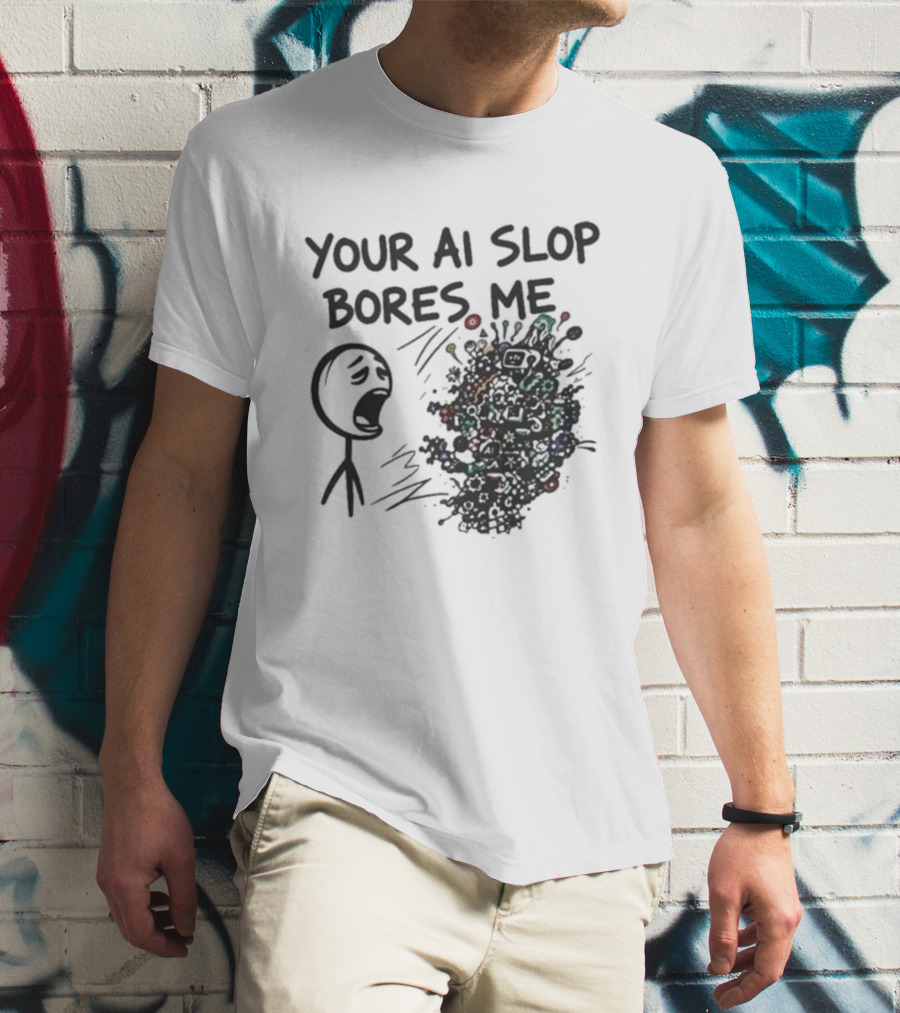 Your AI Slop Bores Me Stick Figure Expression With Colorful Scribbles T-Shirt