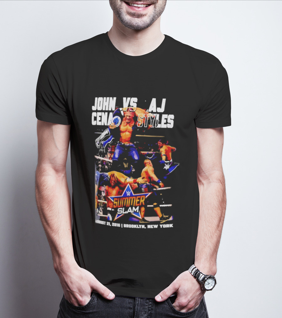 John Cena Vs AJ Styles WWE SummerSlam 2016 Barclays Center August 21 Brooklyn New York T-Shirt