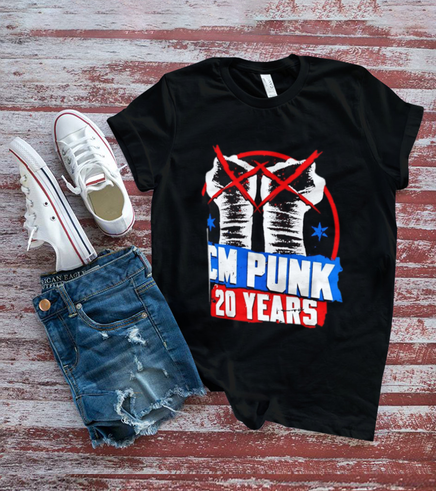 CM Punk 20 Years WWE Fists T-Shirt