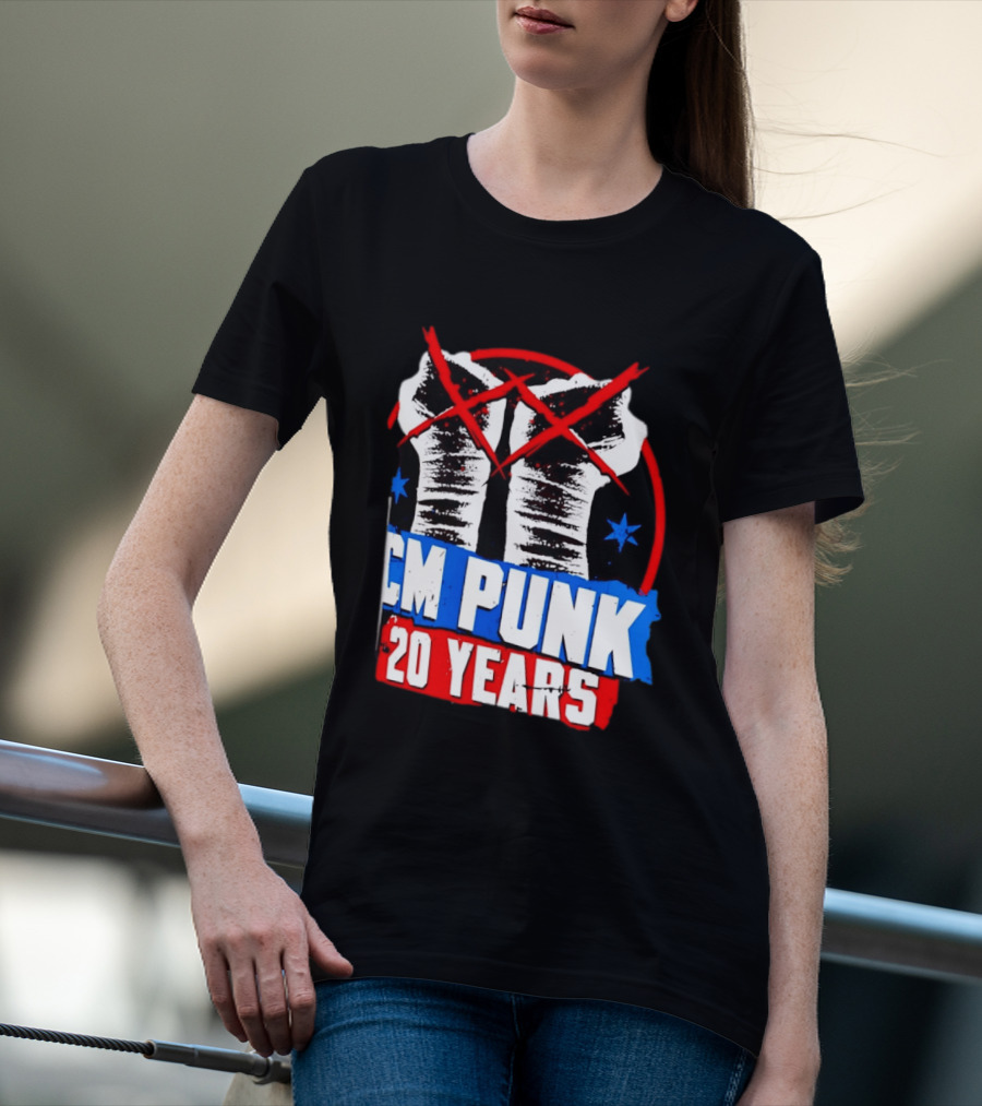CM Punk 20 Years WWE Fists T-Shirt