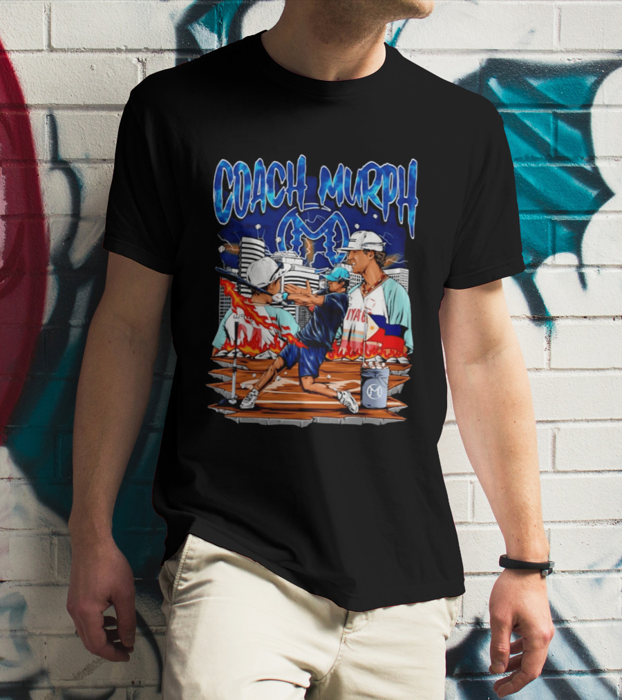 Coach Murph Baseball Training Batting Practice Urban City Flames Philippine Flag T-Shirt