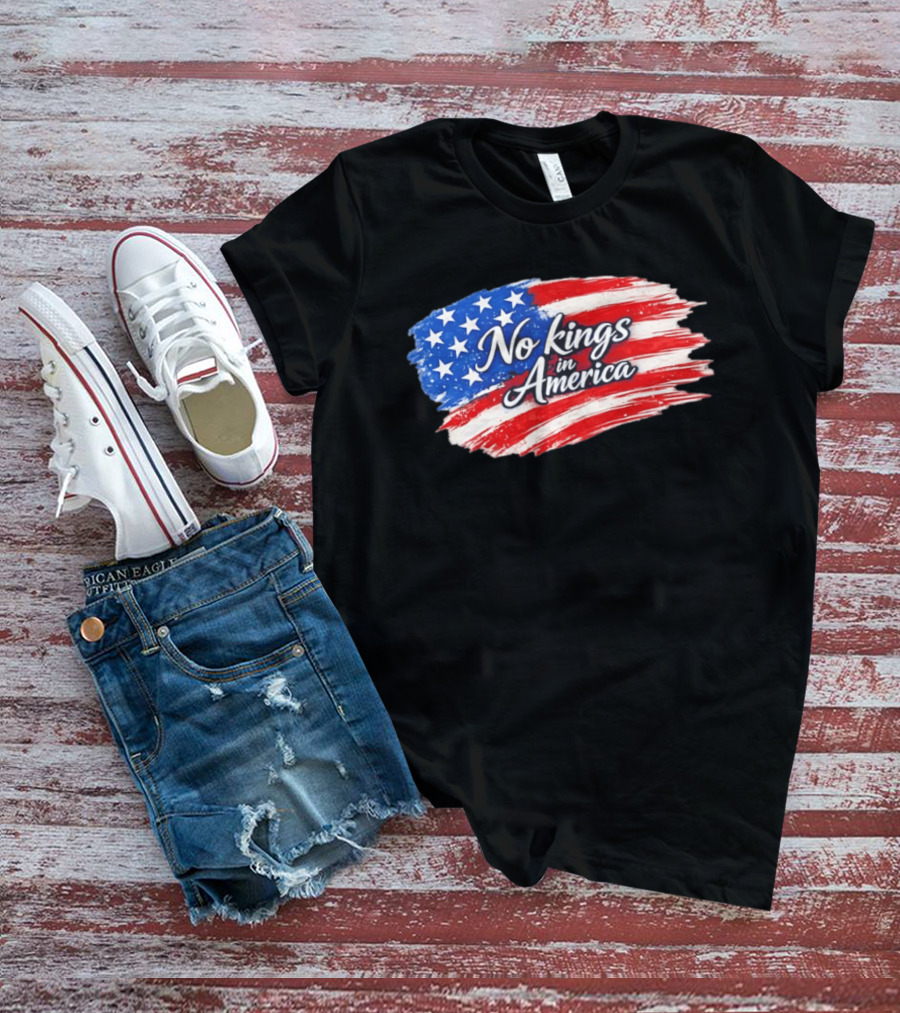No Kings In America Patriotic Stars And Stripes T-Shirt