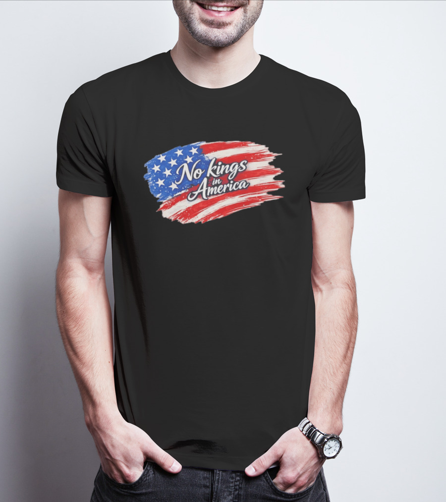 No Kings In America Patriotic Stars And Stripes T-Shirt