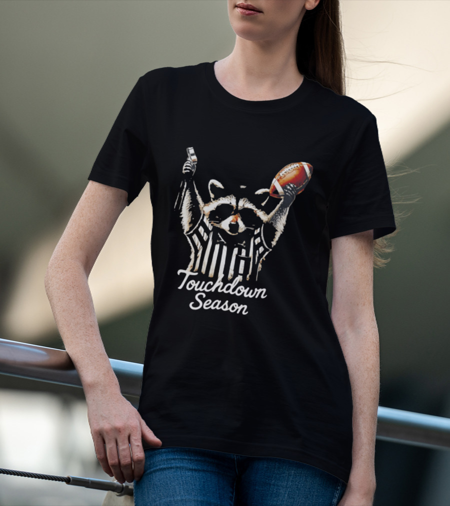 Raccoon Referee Touchdown Season Football Humor T-Shirt