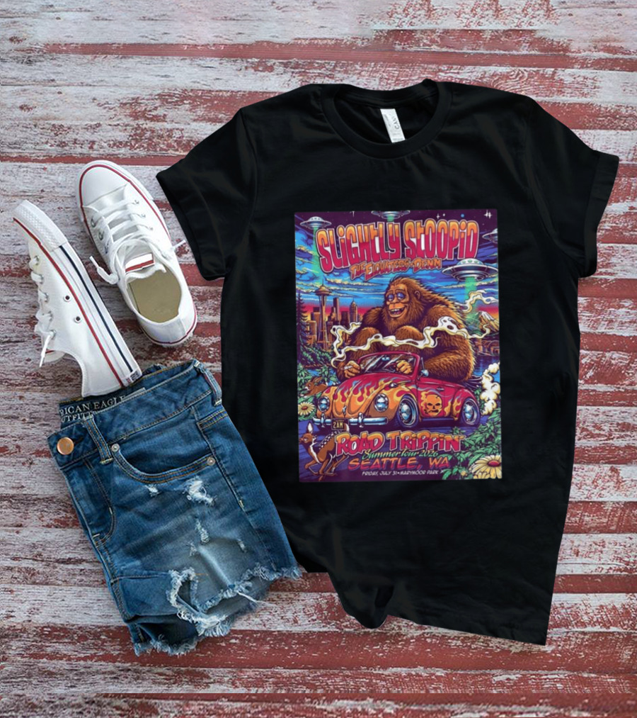 Slightly Stoopid Road Trippin Summer Tour 2026 Seattle WA July 31 Marymoor Park T-Shirt