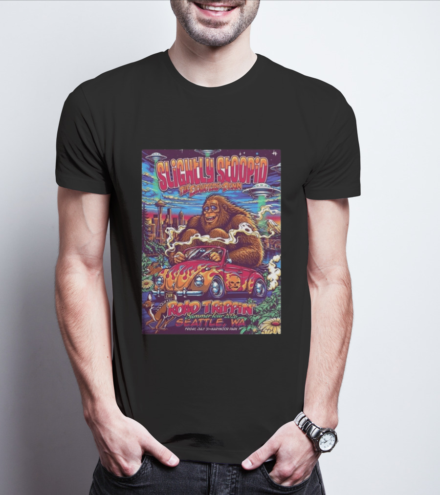 Slightly Stoopid Road Trippin Summer Tour 2026 Seattle WA July 31 Marymoor Park T-Shirt