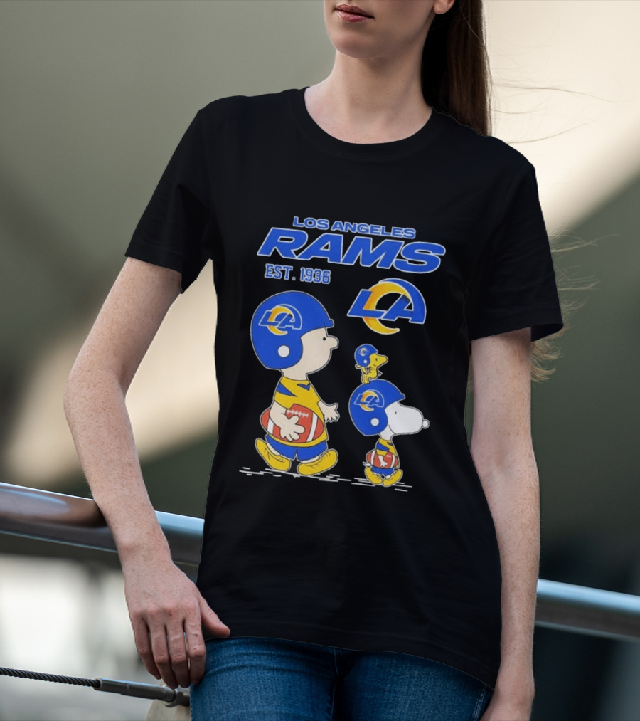 Snoopy Charlie Brown Los Angeles Rams 1936 Football Team LA T-Shirt
