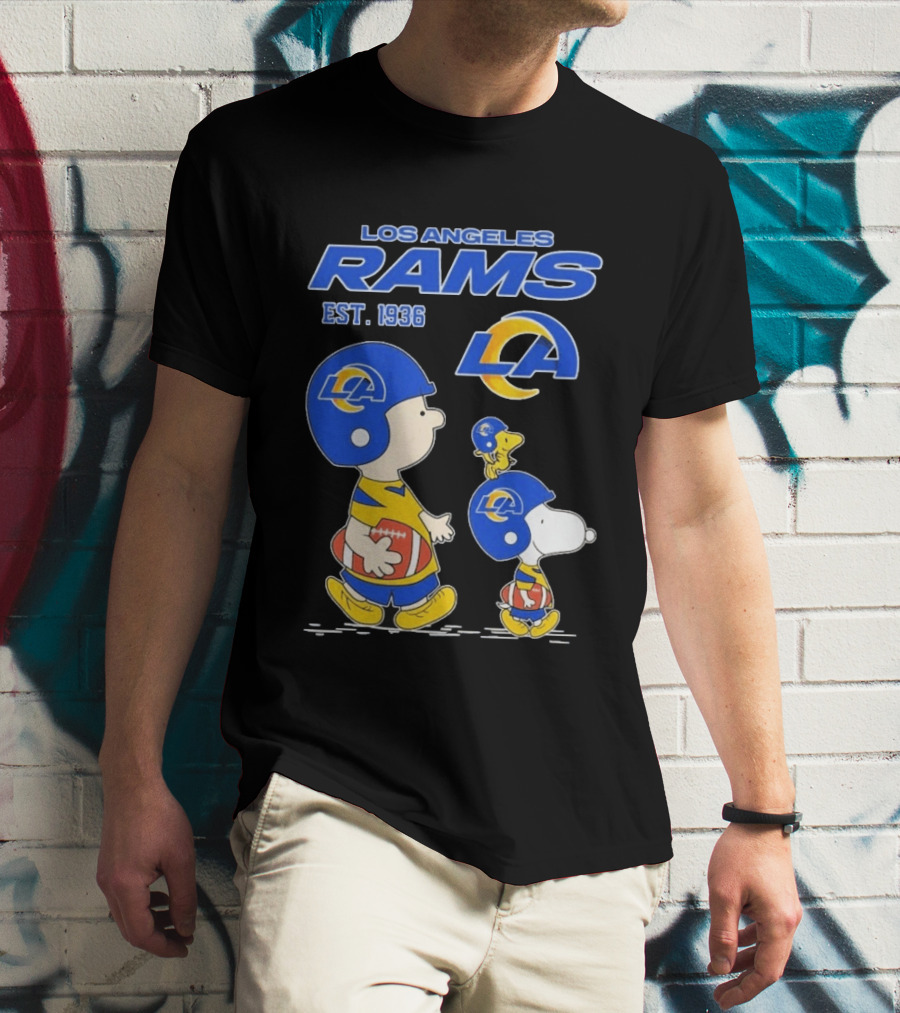Snoopy Charlie Brown Los Angeles Rams 1936 Football Team LA T-Shirt