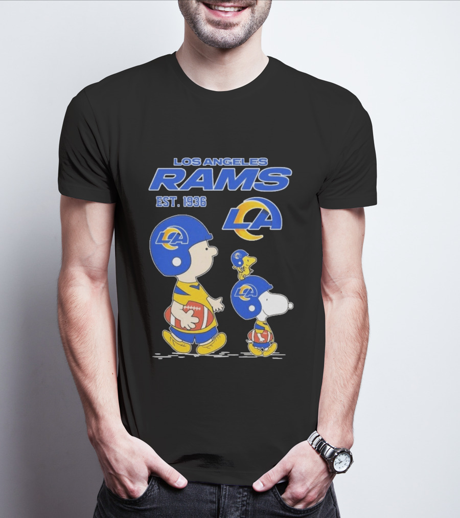 Snoopy Charlie Brown Los Angeles Rams 1936 Football Team LA T-Shirt