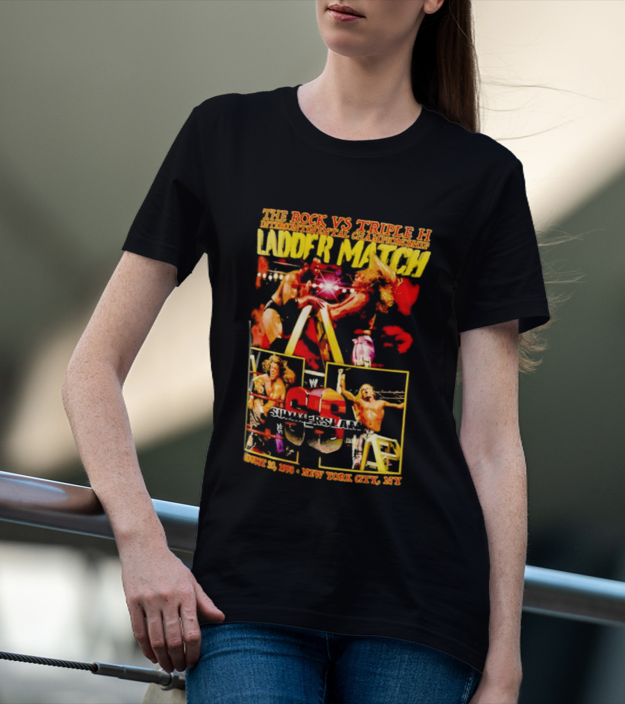 WWE SummerSlam 1998 The Rock Vs Triple H Ladder Match Intercontinental Championship New York City T-Shirt