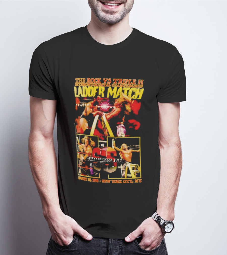 WWE SummerSlam 1998 The Rock Vs Triple H Ladder Match Intercontinental Championship New York City T-Shirt