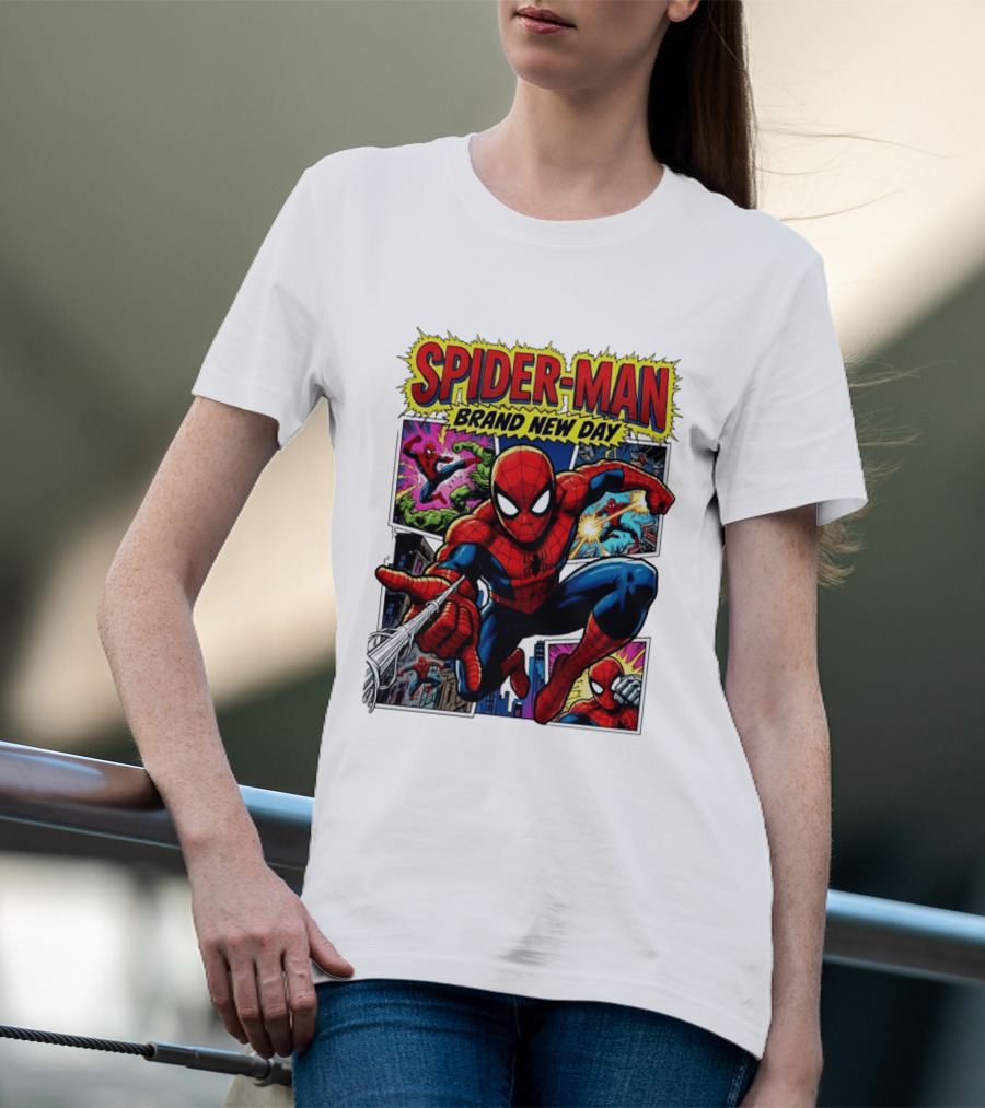Spider Man Brand New Day Collage Marvel Comic Adventure T-Shirt
