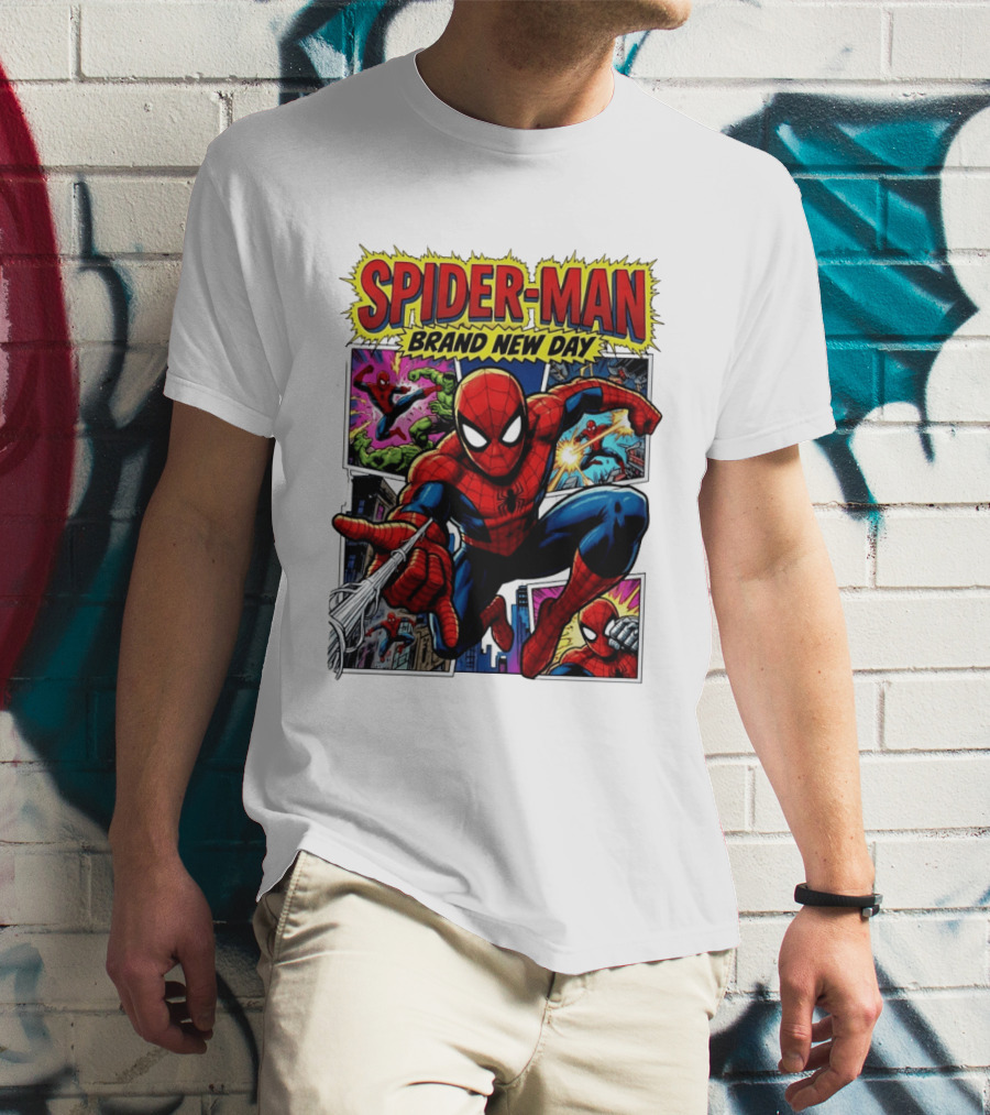 Spider Man Brand New Day Collage Marvel Comic Adventure T-Shirt