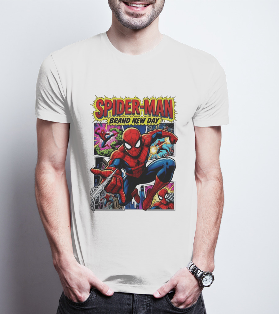 Spider Man Brand New Day Collage Marvel Comic Adventure T-Shirt