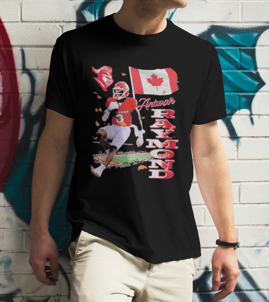 Antwan Raymond Rutgers Scarlet Knights Canadian Flag Football T-Shirt