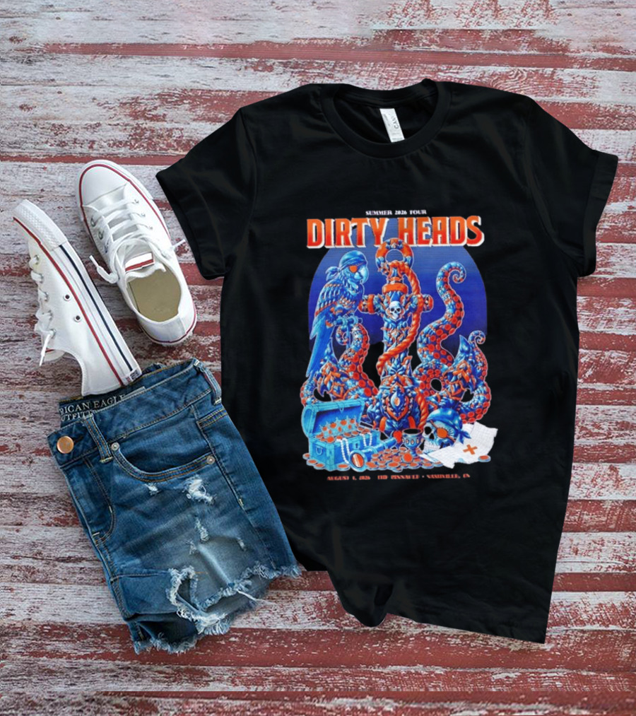 Dirty Heads Summer 2026 Tour Nashville TN August 1 Skeletons And Octopus T-Shirt