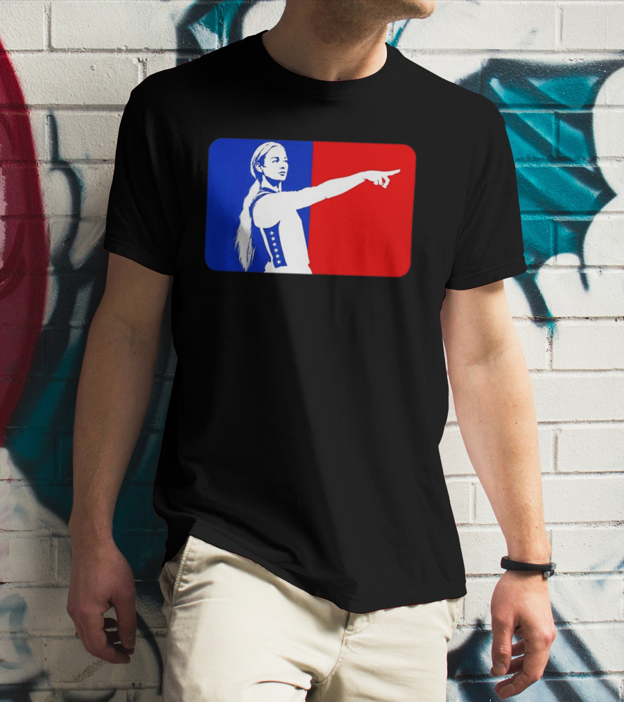 Sophie Cunningham WNBA 2026 Pointing Gesture In Blue And Red T-Shirt