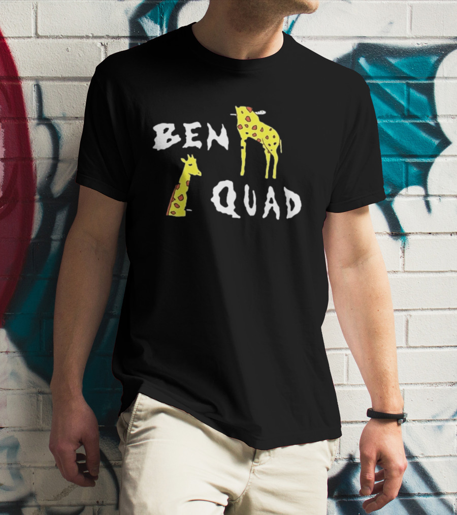 Ben Quad Giraffe Illustration Fun Cartoon T-Shirt