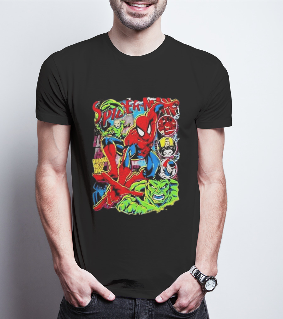 Spider Man Marvel Hulk Punisher Scorpion Ninja Brand New Day T-Shirt